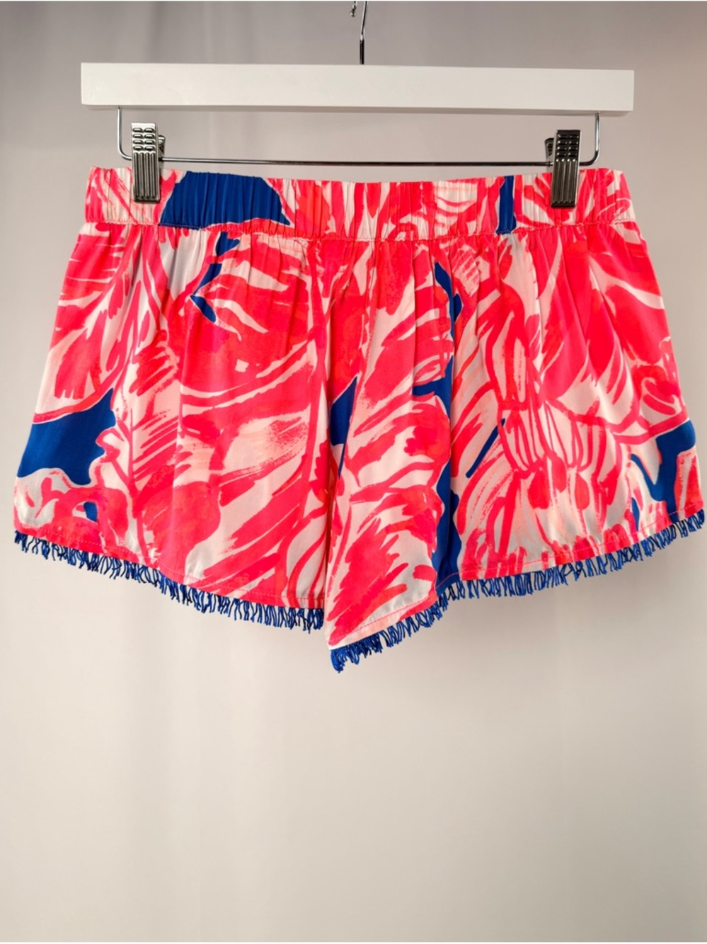 Lilly‎ Pulitzer Neon Pink & Blue Floral Fringe Shorts Size XS
